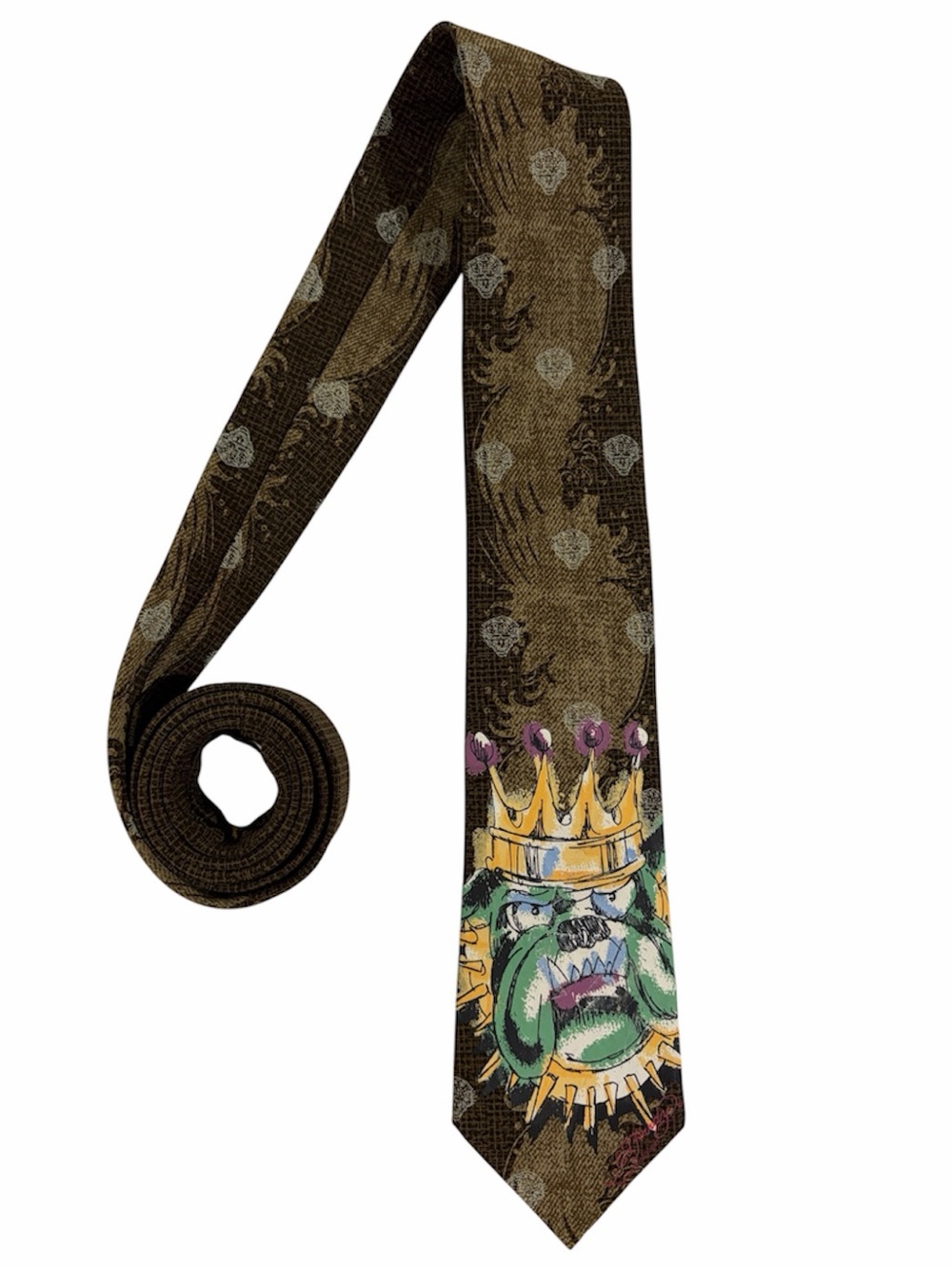 NEW Ed Hardy by Christian Audigier 100% Silk Bulldog Crown Men's Tie